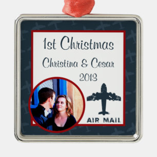 Personalized Custom Ornament Airplane Flight Blue