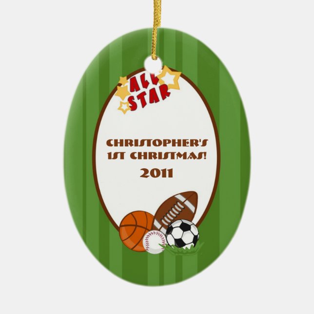 Personalized Custom Ornament All Star Green (Front)