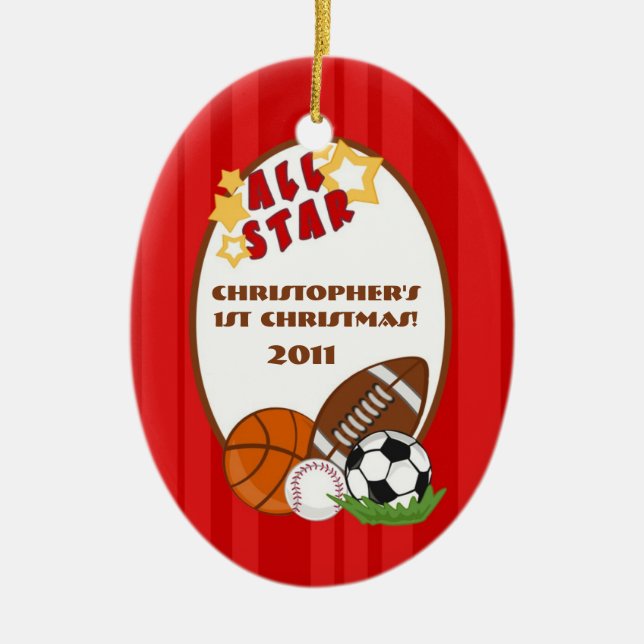 Personalized Custom Ornament All Star Red (Front)