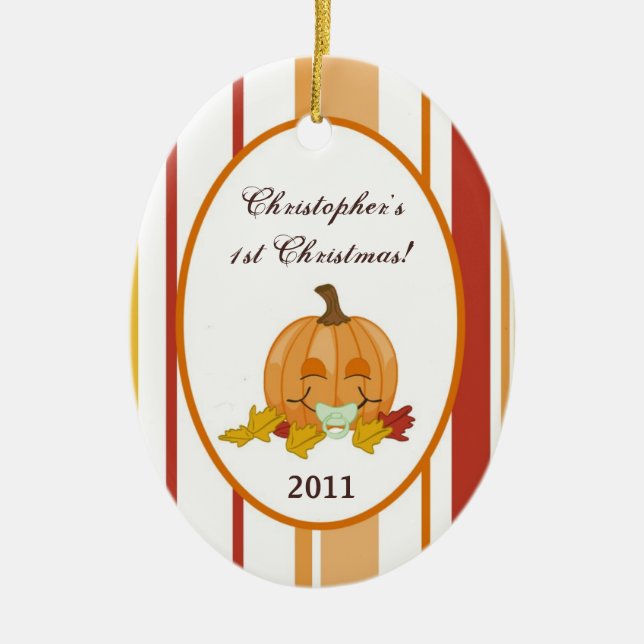 Personalized Custom Ornament Autumn Fall Pumpkin (Front)