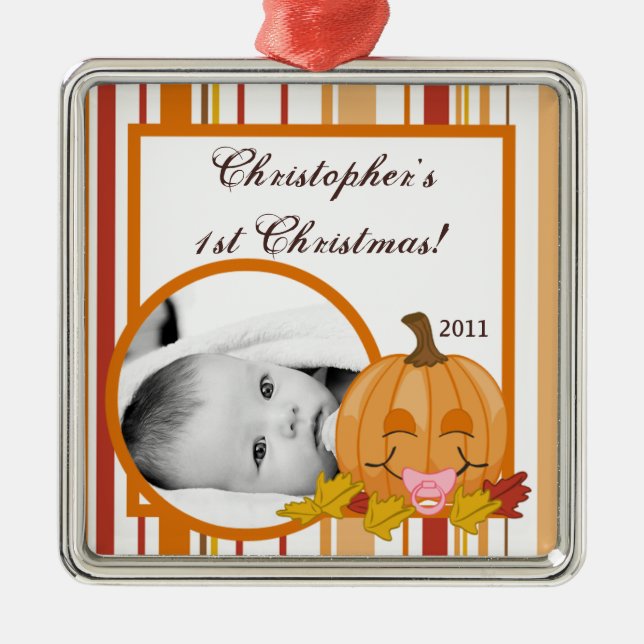 Personalized Custom Ornament Autumn Fall Pumpkin (Front)