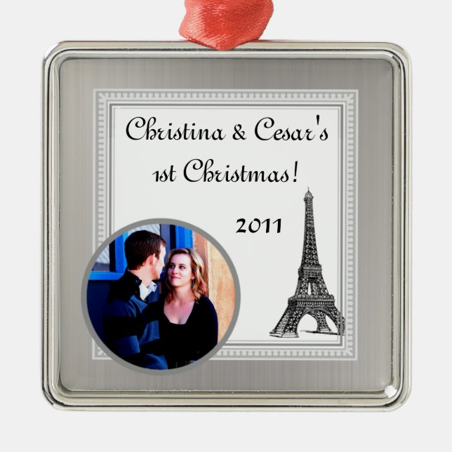 Personalized Custom Ornament Black Eiffel Tower (Front)