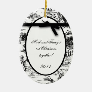 Personalized Custom Ornament Black White Toile