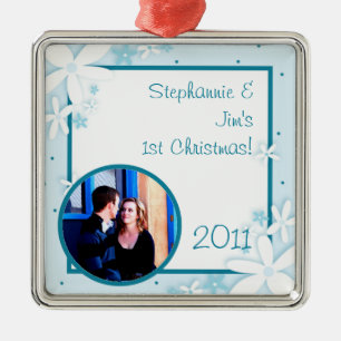 Personalized Custom Ornament Blue Daisies
