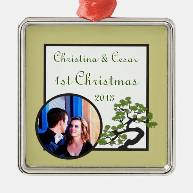 Personalized Custom Ornament Japanese Green Bonsai (Front)