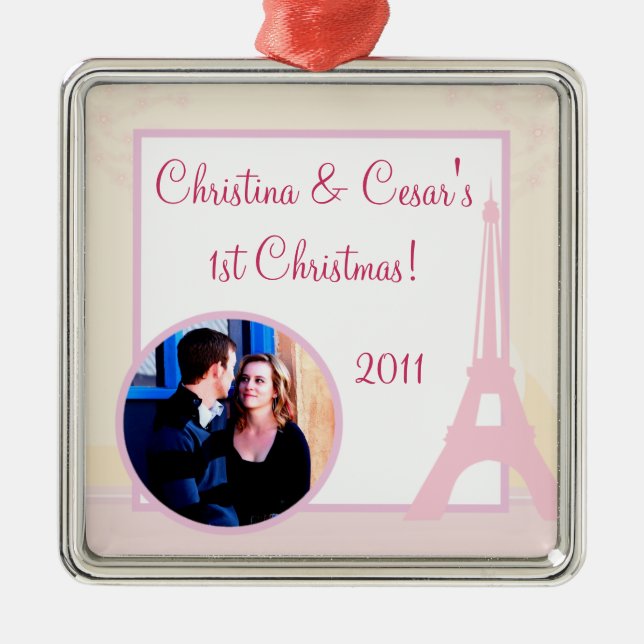 Personalized Custom Ornament Lovers in Paris (Front)