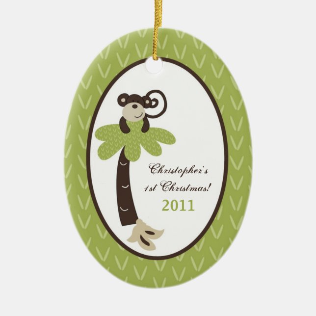 Personalized Custom Ornament Monkey Time Zoo Jungl (Front)