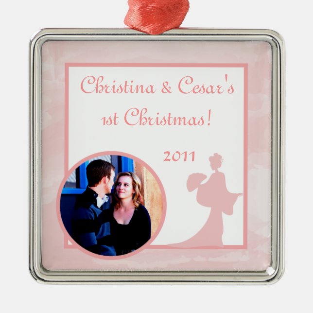 Personalized Custom Ornament Oriental Garden pink (Front)