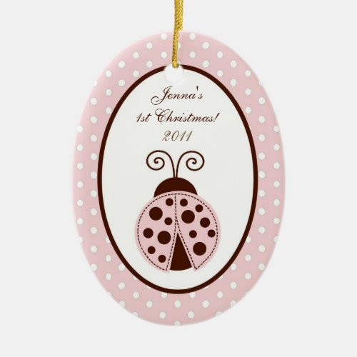 Personalized Custom Ornament Pink Ladybug