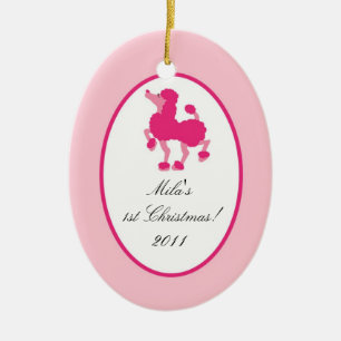 Personalized Custom Ornament Pink Poodle Paris