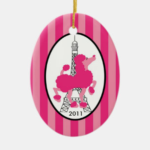 Personalized Custom Ornament Pink Poodle Paris