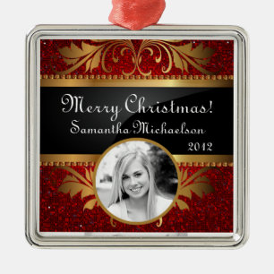 Personalized Custom Ornament Red Glitter Sequin