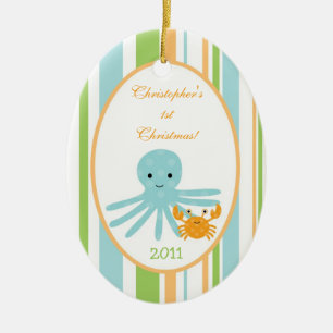 Personalized Custom Ornament Striped Ocean Sea