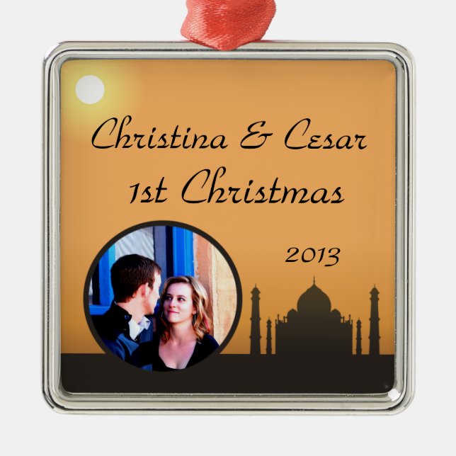 Personalized Custom Ornament Taj Mahal Sunset Oran (Front)