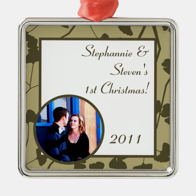 Personalized Custom Ornament White Ginkgo Leaves (Front)