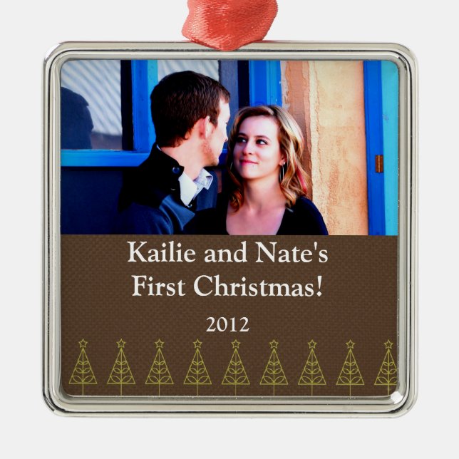 Personalized Custom Ornaments Outline Green Forest (Front)