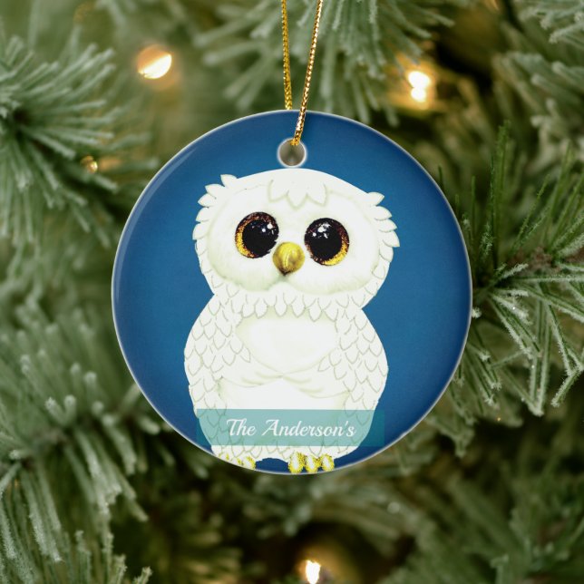 Personalized Custom Owl Bird Photo Ceramic Ornament (Tree)