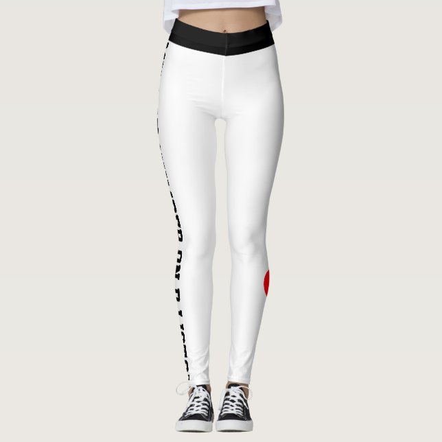 Personalized Custom Pet Cat Quote On Black White Leggings (Front)