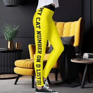 Personalized Custom Pet Cat Quote On Black Yellow Leggings