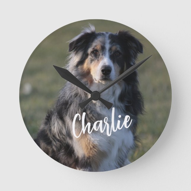 Personalized Custom Pet Dog Photo Round Clock (Front)