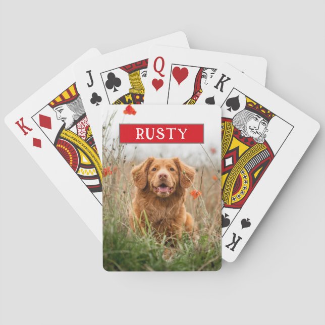Personalized Custom Pet Photo Name Poker Cards (Back)