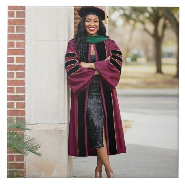 Personalized Custom PhD Graduate Ceramic Photo  Tile (Front)