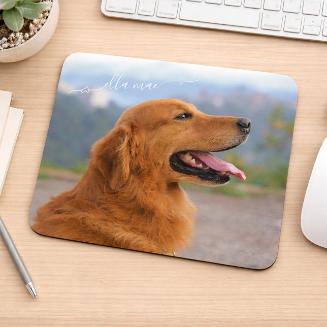 Personalized Custom Photo And Dog Name Mouse Pad (Creator Uploaded)