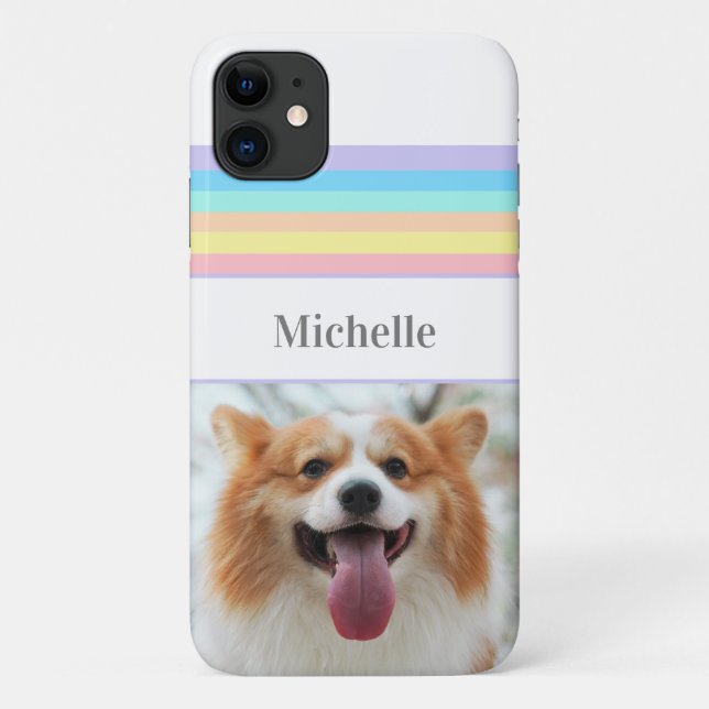 Personalized Custom Photo and name Rainbow Case-Mate iPhone Case (Back)