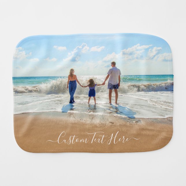 Personalized Custom Photo and Text Baby Burp Cloth (Front Horizontal)