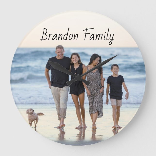 Personalized Custom Photo and Text  Large Clock (Front)