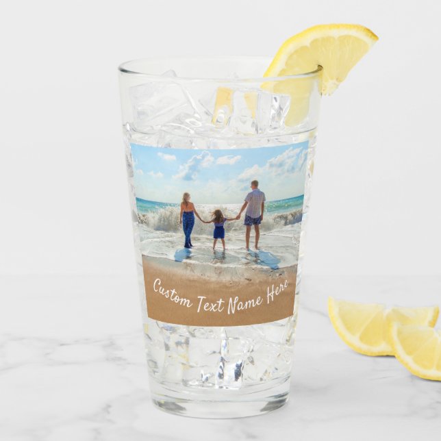 Personalized Custom Photo and Text Name Glass (Back Ice)