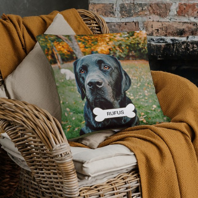 Personalized Custom Photo And Text Pet Dog Throw Pillow (Creator Uploaded)