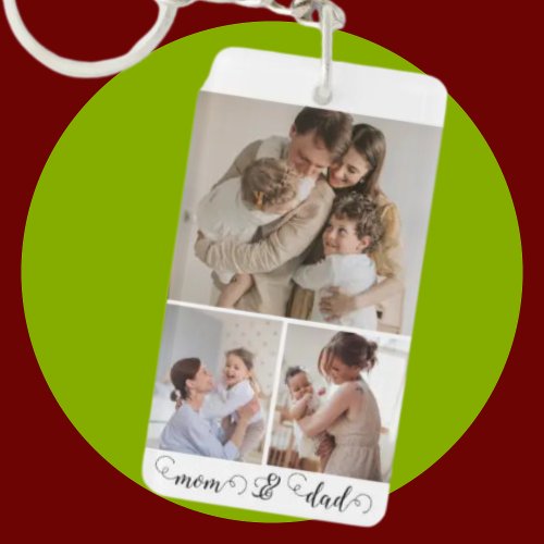 Personalized Custom Photo and Text Photo Collage Keychain