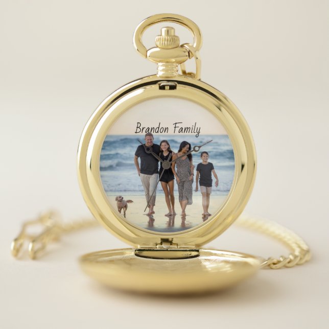 Personalized Custom Photo and Text   Pocket Watch (Inside)