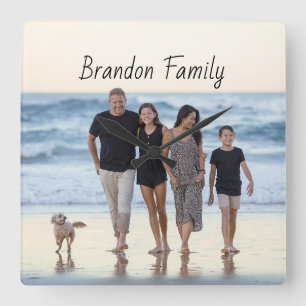 Personalized Custom Photo and Text Square Wall Clock