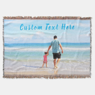 Personalized Custom Photo and Text Throw Blanket
