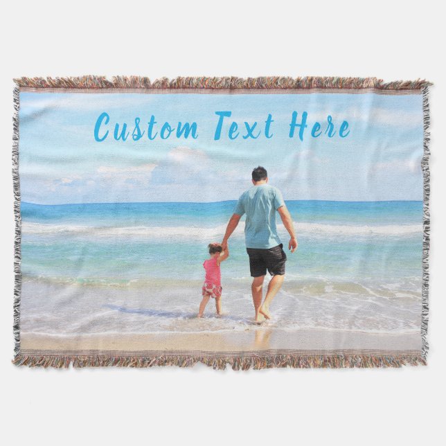 Personalized Custom Photo and Text Throw Blanket (Front)