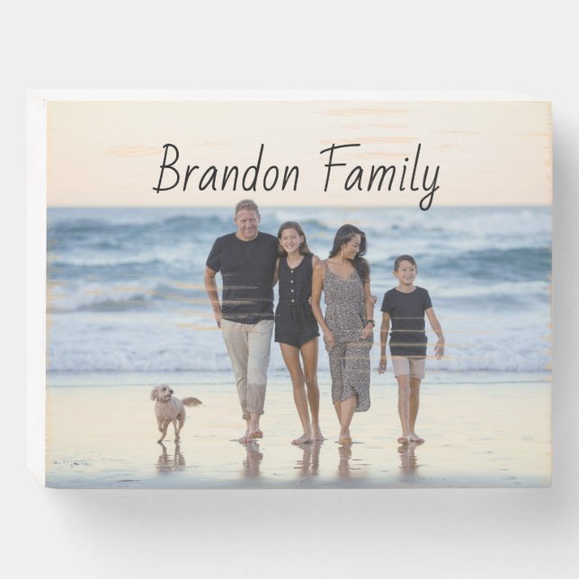 Personalized Custom Photo and Text   Wooden Box Sign (Front Horizontal)