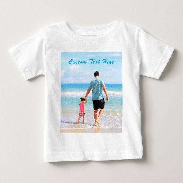 Personalized Custom Photo Baby T-Shirt with Text (Front)