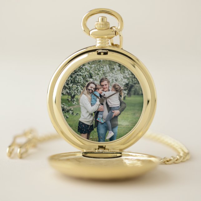 Personalized Custom Photo Best Dad Ever Pocket Watch (Inside)