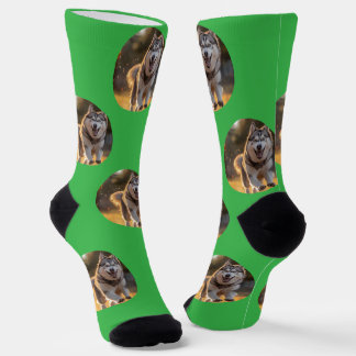 Personalized Custom Photo Blob - Husky Dog Face Socks