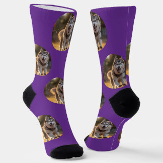 Personalized Custom Photo Blob - Husky Dog Face Socks