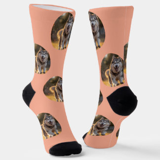Personalized Custom Photo Blob - Husky Dog Face Socks