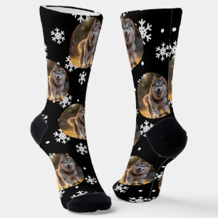 Personalized Custom Photo Blob - Snowflake Husky  Socks