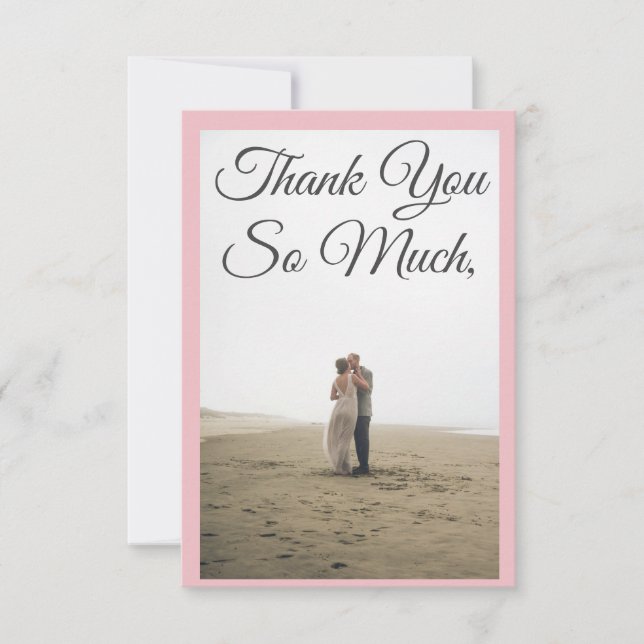 Personalized Custom Photo blush pink Than Thank You Card (Front)
