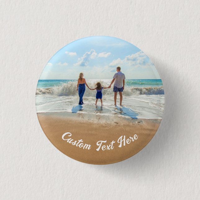 Personalized Custom Photo Button with Text (Front)