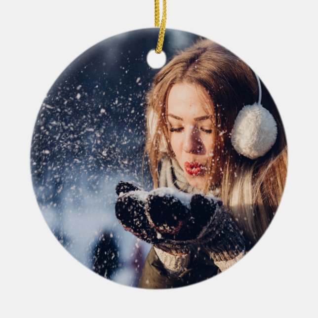 Personalized Custom Photo Christmas Ceramic Ornament (Front)