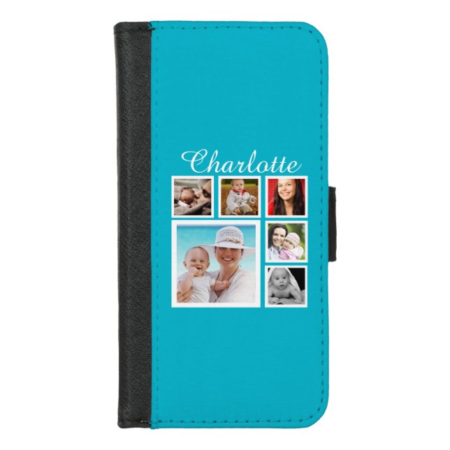 Personalized Custom Photo Collage Customizable iPhone Wallet Case (Front)