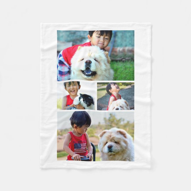 Personalized Custom Photo Collage Gift Fleece Blanket (Front)