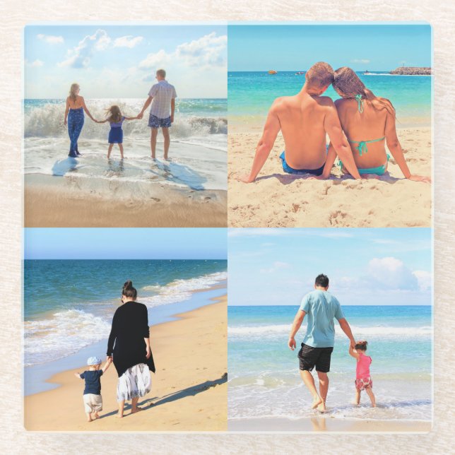 Personalized Custom Photo Collage Glass Coaster (Front)